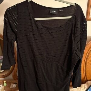 L Black Cut Tribal Top